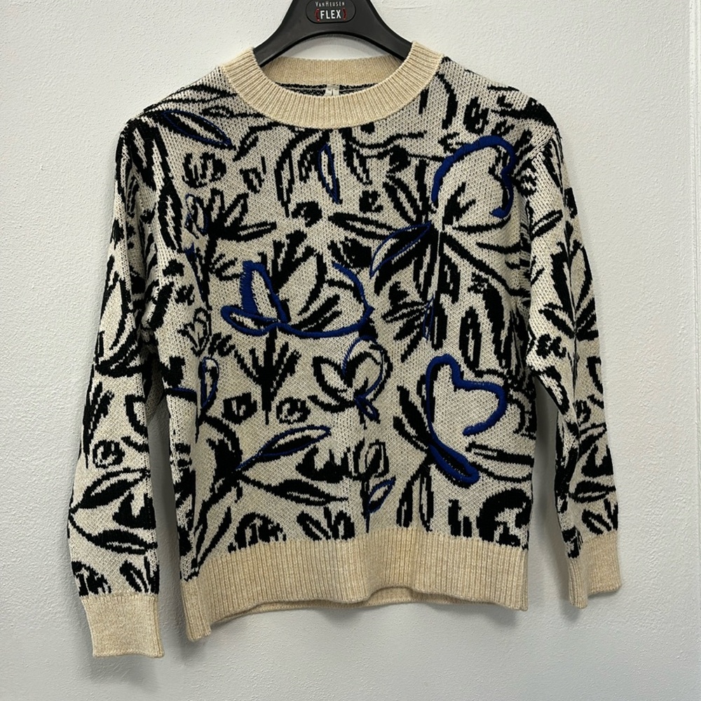 Anthropologie Floral Pop Embroidered Sweater Pullover